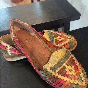 Colorful Woven Leather Flats